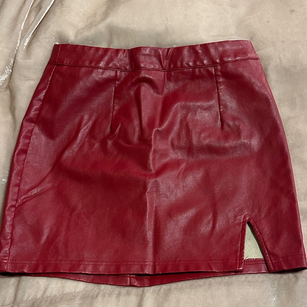 Lulu's Chic Red Leather Pencil Skirt